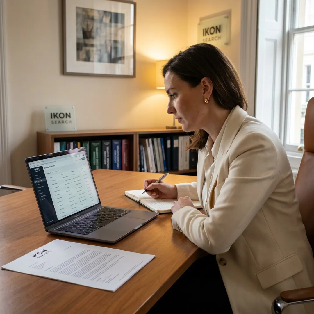 Recruiter reviewing estate staffing candidate profiles