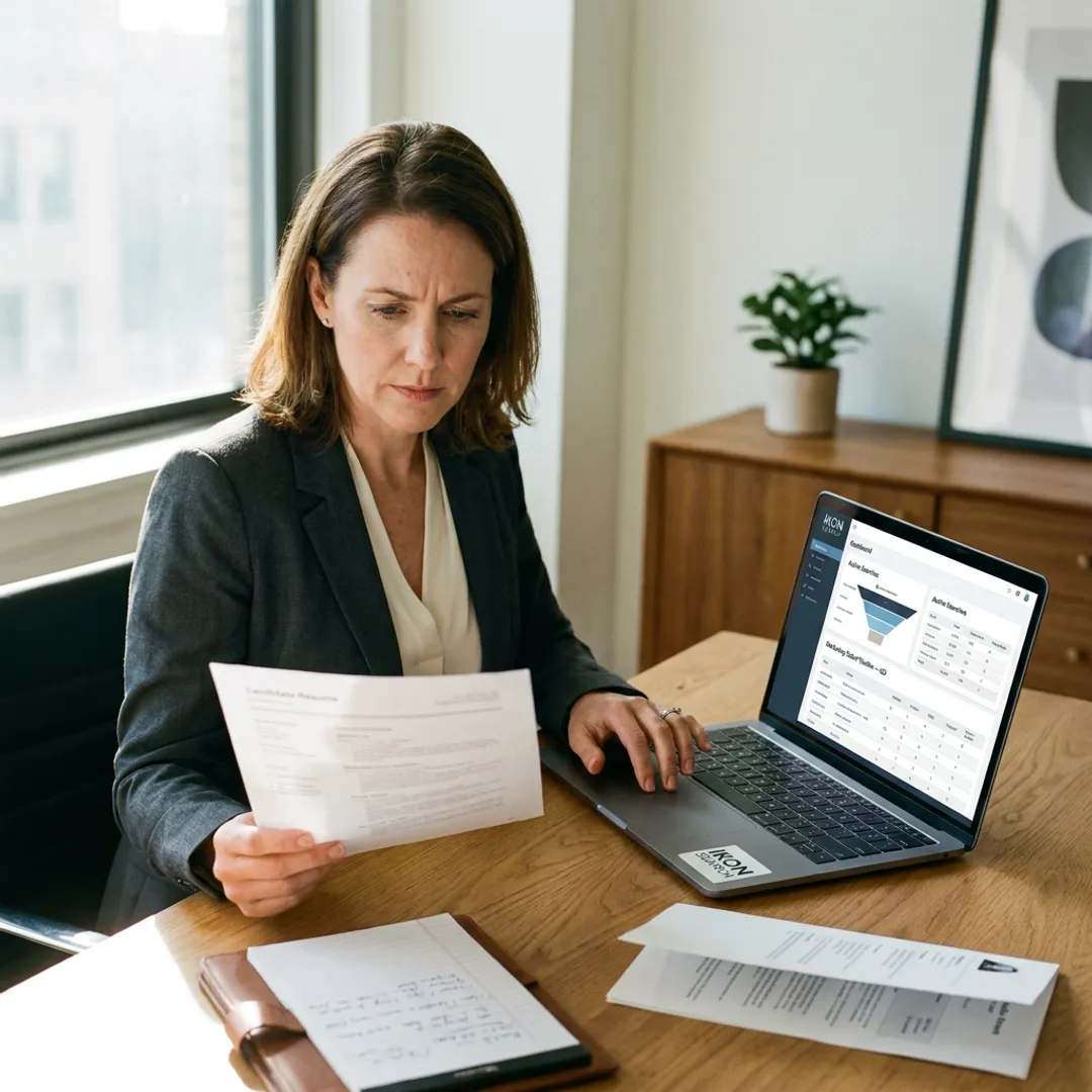 Marketing recruiter reviewing demand generation candidates