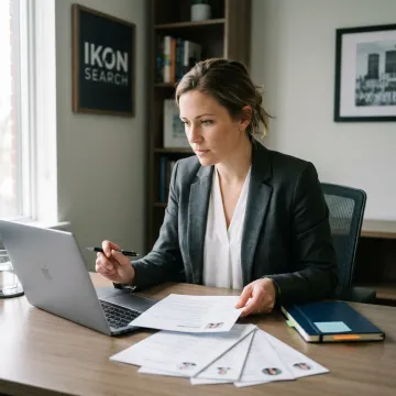 Recruiter reviewing marketing candidate shortlist