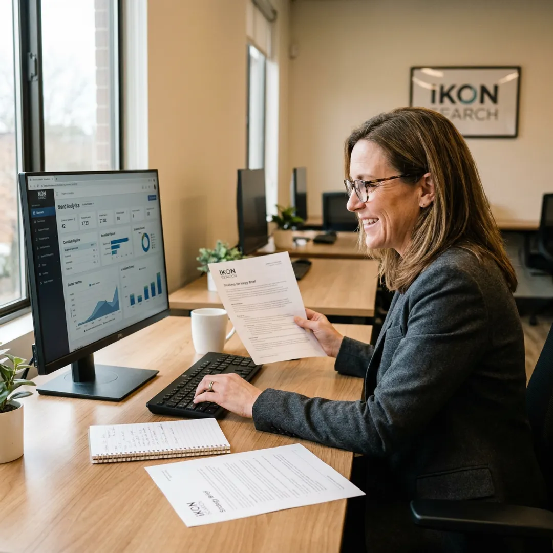 Marketing leader reviewing brand strategy roles