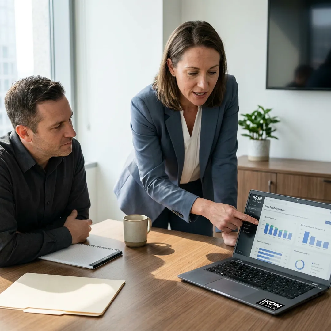 Lifecycle marketing director reviewing customer retention data