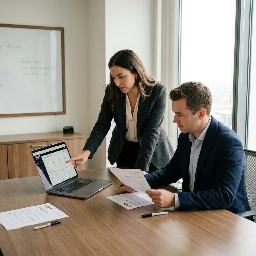 Marketing recruitment team reviewing candidate profiles