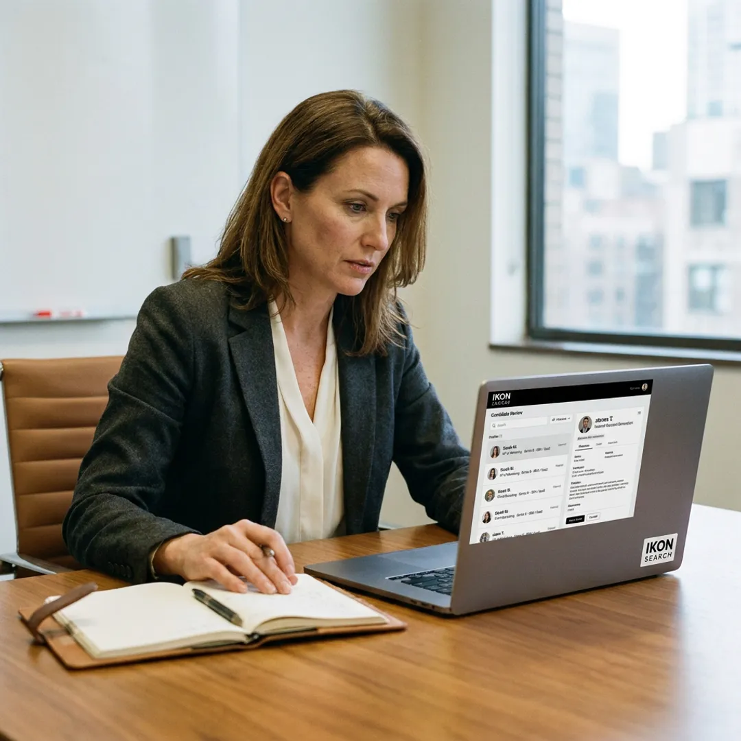 Executive recruiter reviewing VP of Marketing candidates