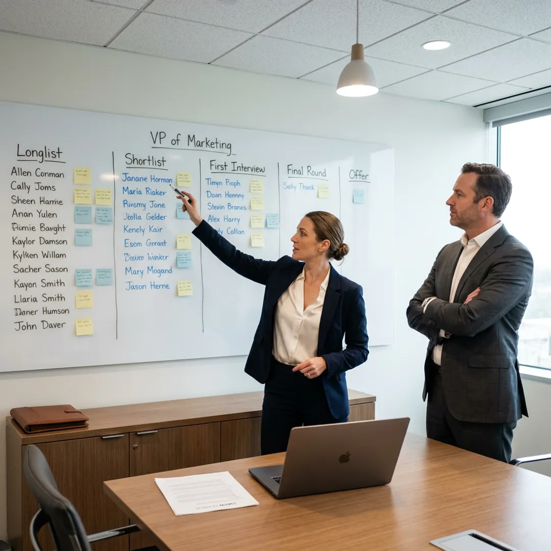 Recruitment team planning a VP of Marketing search