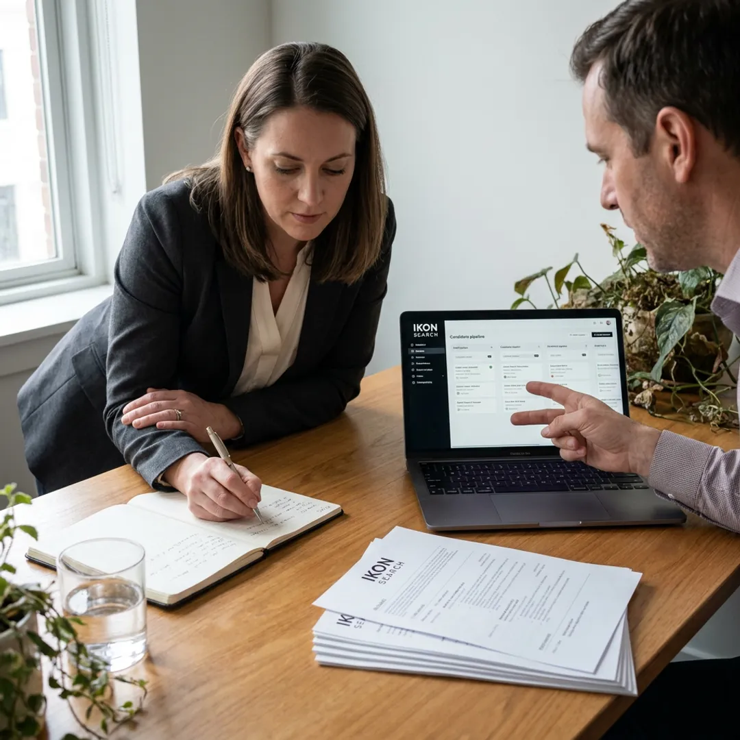 Recruiter planning a contingent staffing process on a laptop