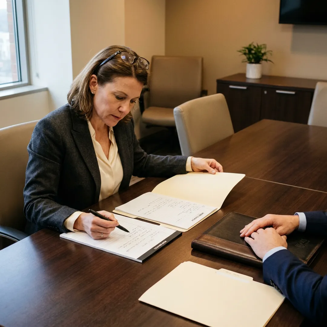 Executive recruiter screening interim CMO candidates
