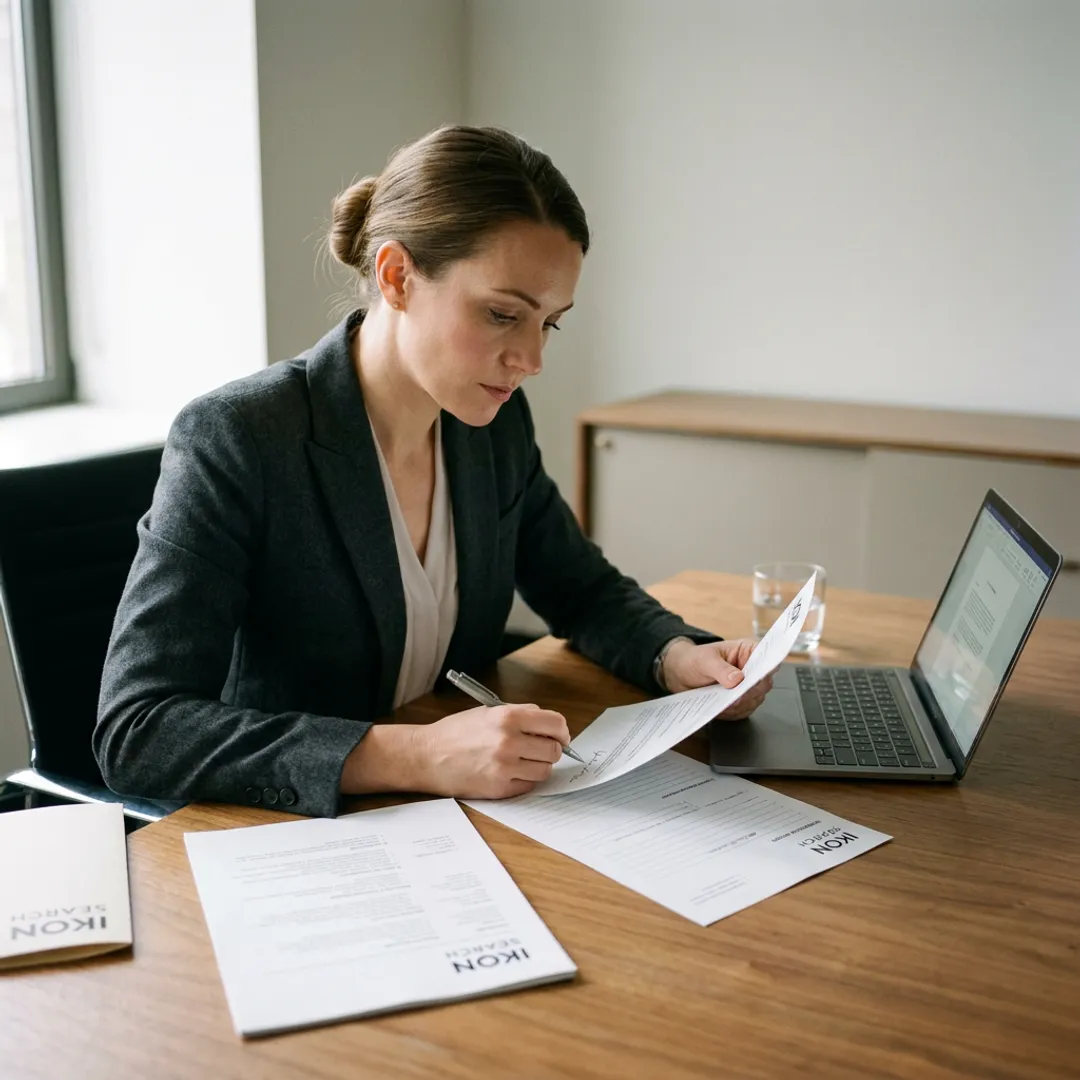 Recruiter reviewing hedge fund EA candidates