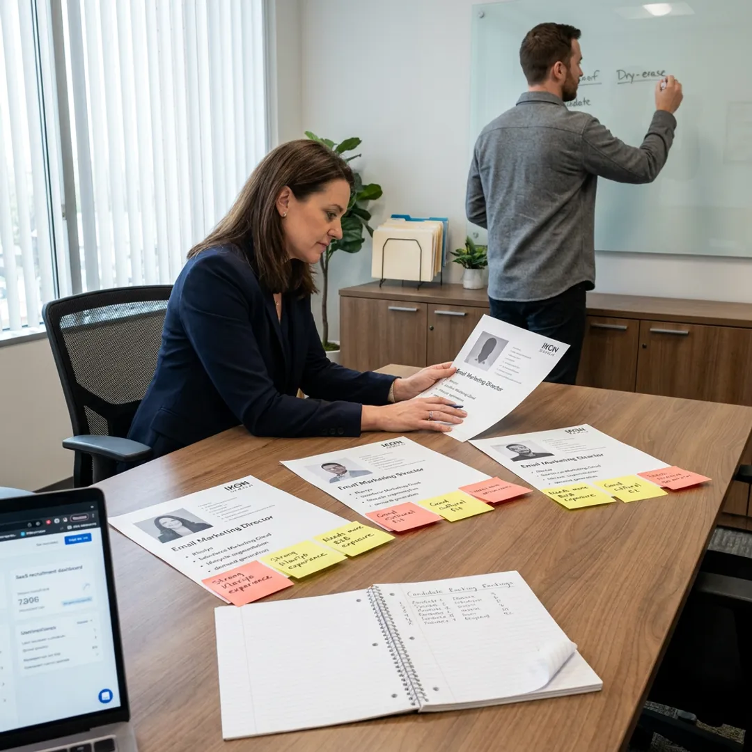 Recruitment team mapping email marketing candidates