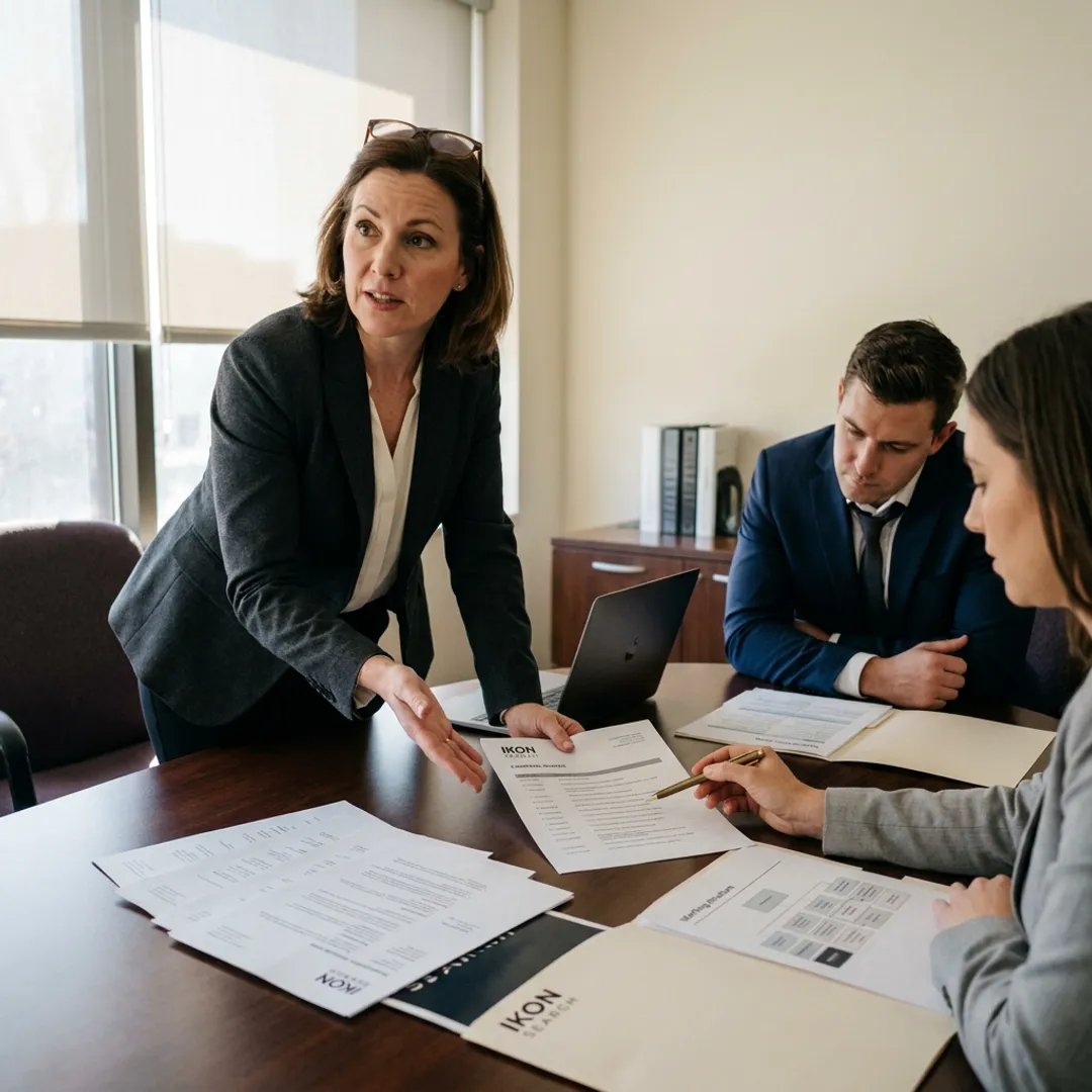 HR consultant reviewing staffing plans with business leaders