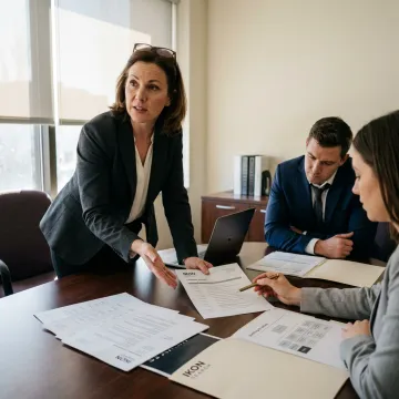 HR consultant reviewing staffing plans with business leaders