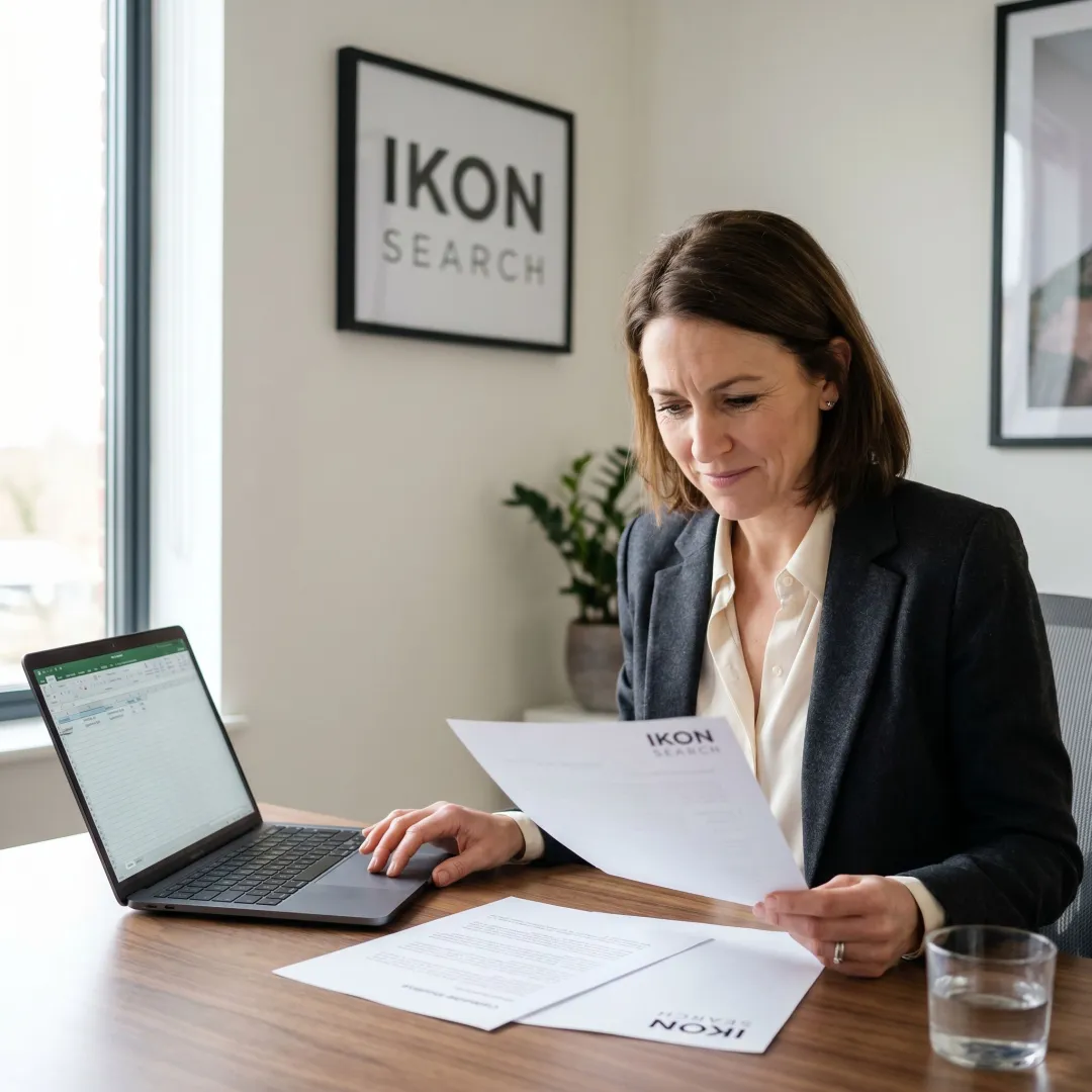 Executive recruiter reviewing HR candidate profiles