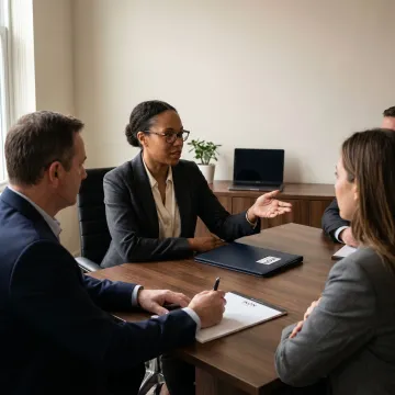 Operations staffing recruiter meeting with business team