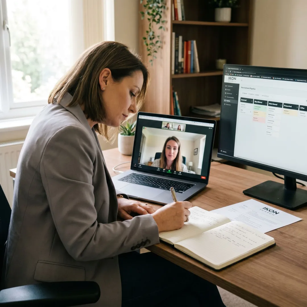 Recruiter reviewing HR candidate pipeline
