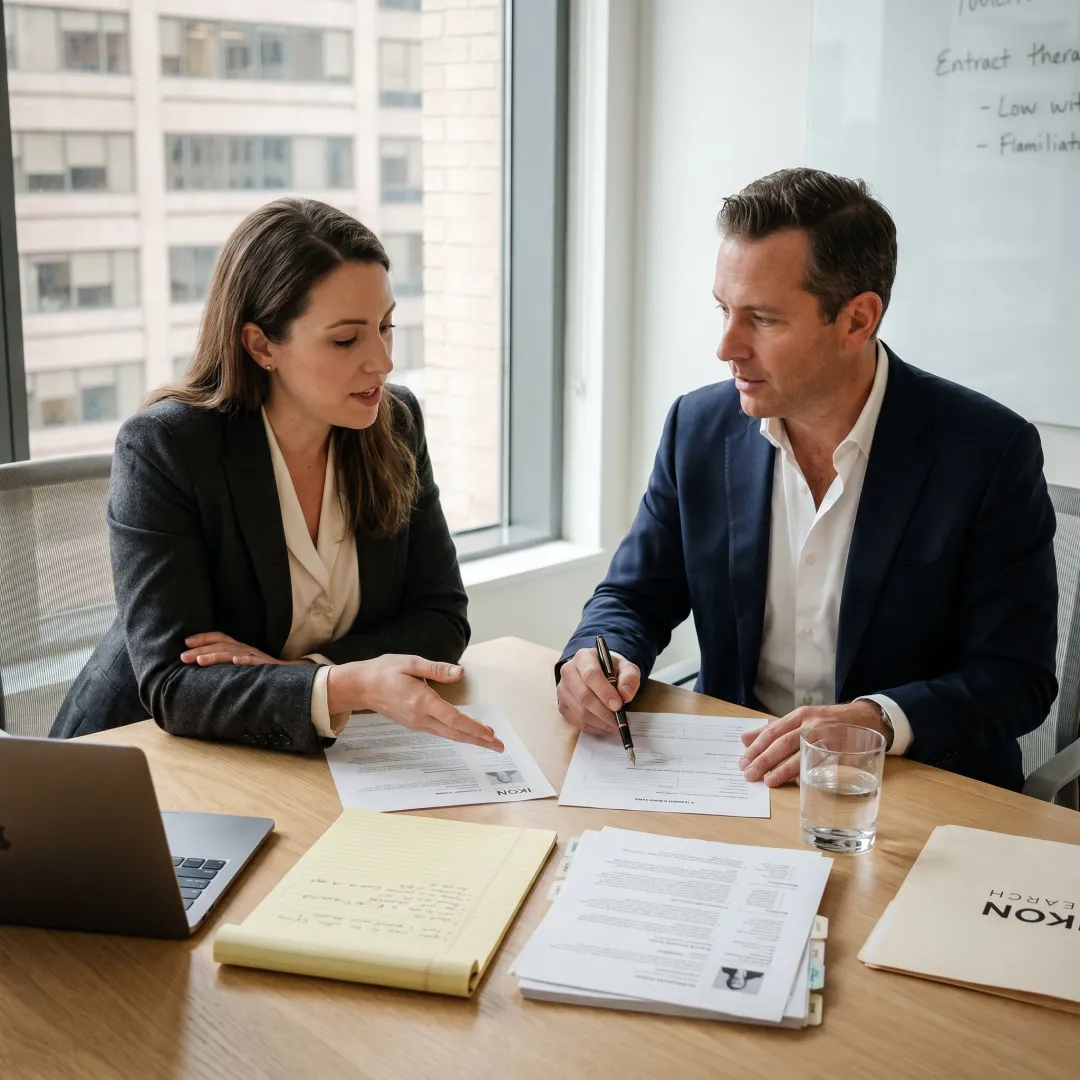 Executive recruiters reviewing HR leadership candidates