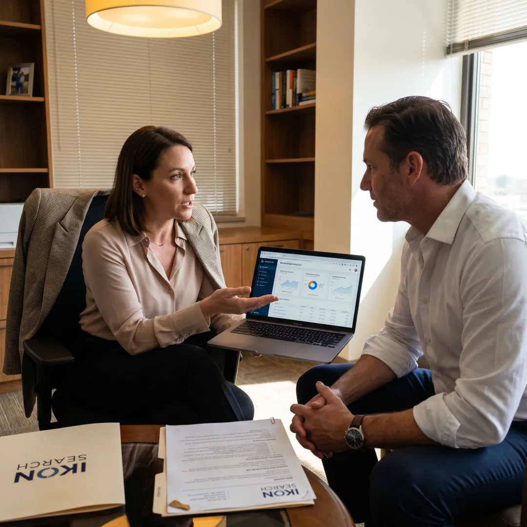 Recruiter reviewing marketing candidate profiles