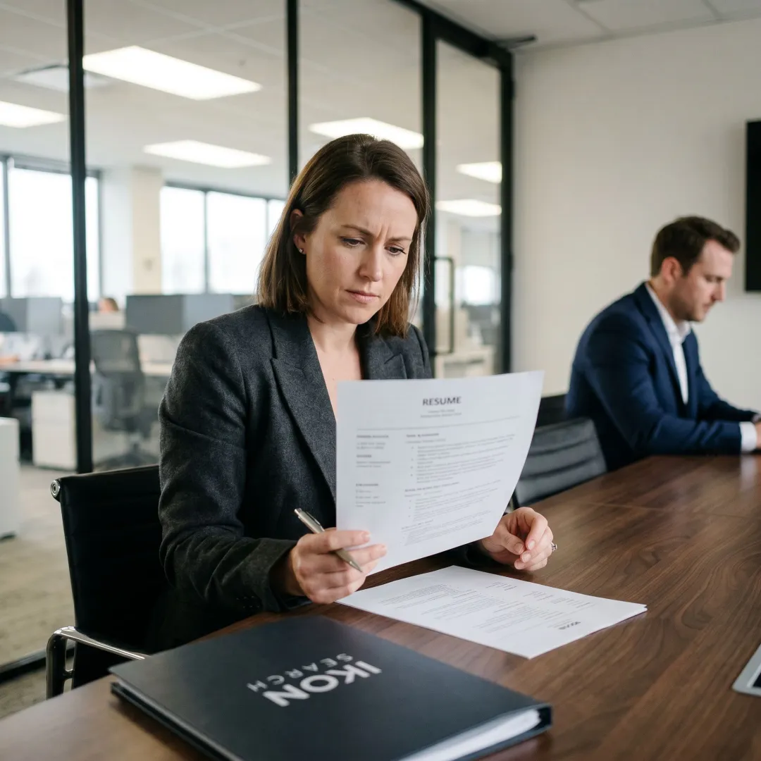 Recruiter reviewing administrative candidate profiles