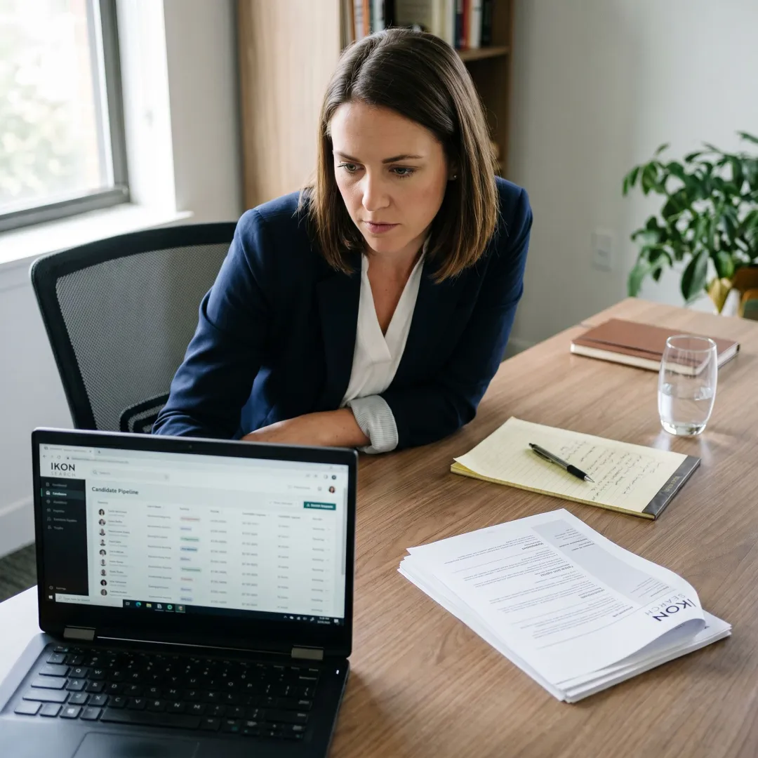 Recruiter coordinating a marketing candidate search