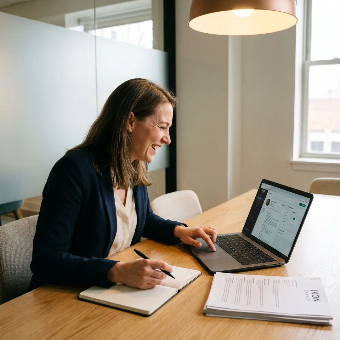 Staffing consultant reviewing receptionist candidates