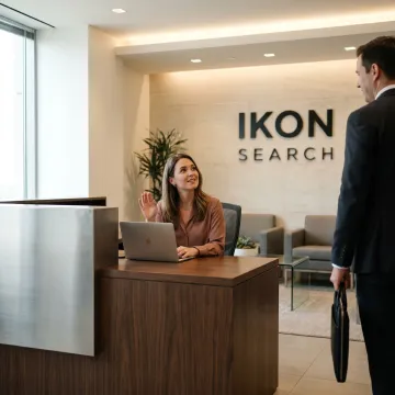Temporary receptionist at a modern office front desk