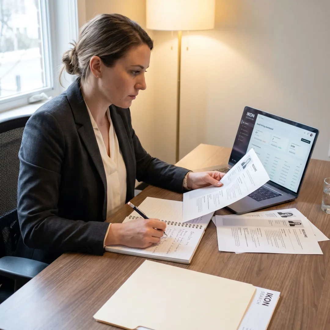 Recruiter reviewing marketing candidate profiles
