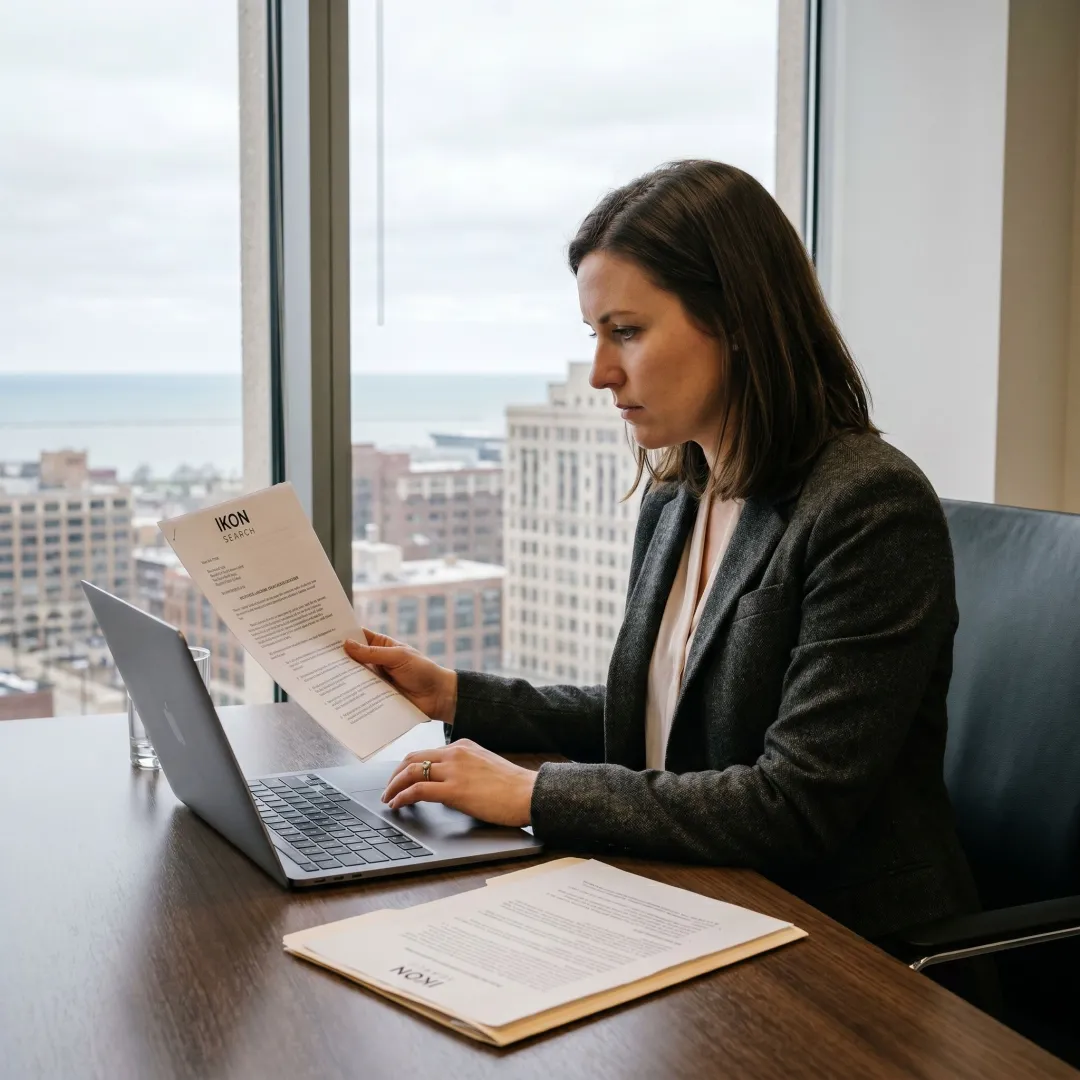 Legal assistant working in Cleveland office