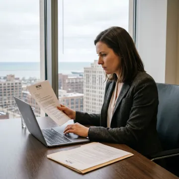 Legal assistant working in Cleveland office