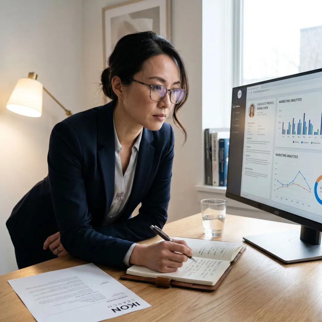 SEO recruitment consultant reviewing candidate profiles