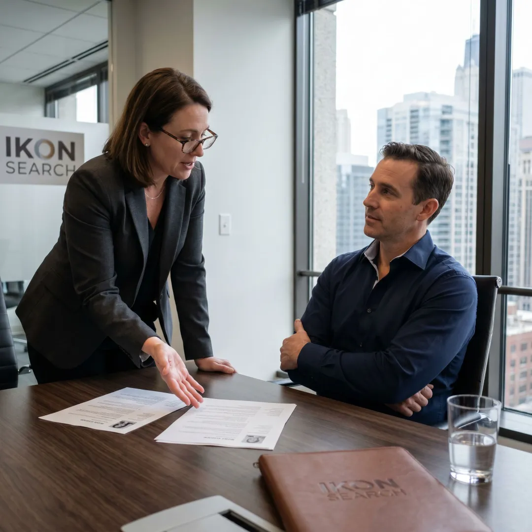 Chicago legal recruiter consulting with hiring manager