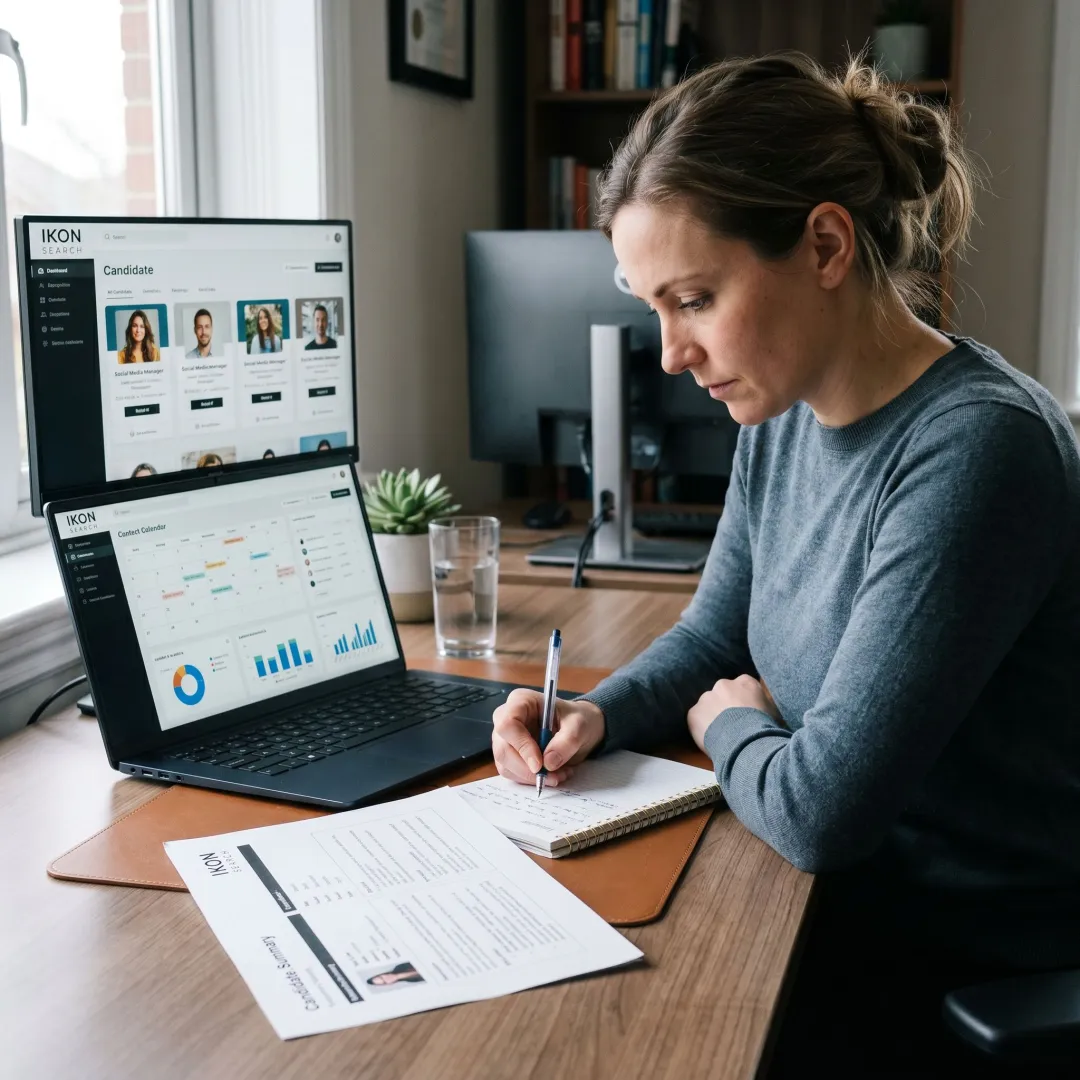 Recruiter reviewing social media manager candidates