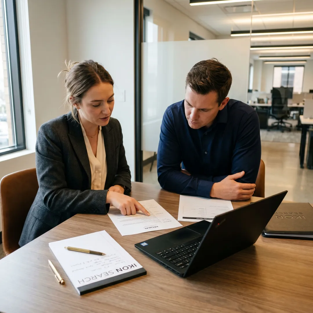 Recruiter reviewing office staffing candidates