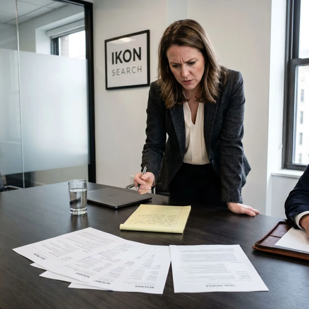 Recruiter reviewing legal candidate profiles
