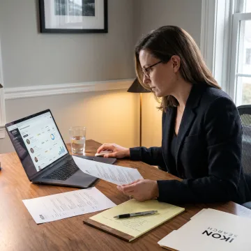Recruiter reviewing marketing candidate profiles