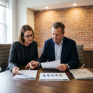 Executive recruiters reviewing CMO candidate profiles