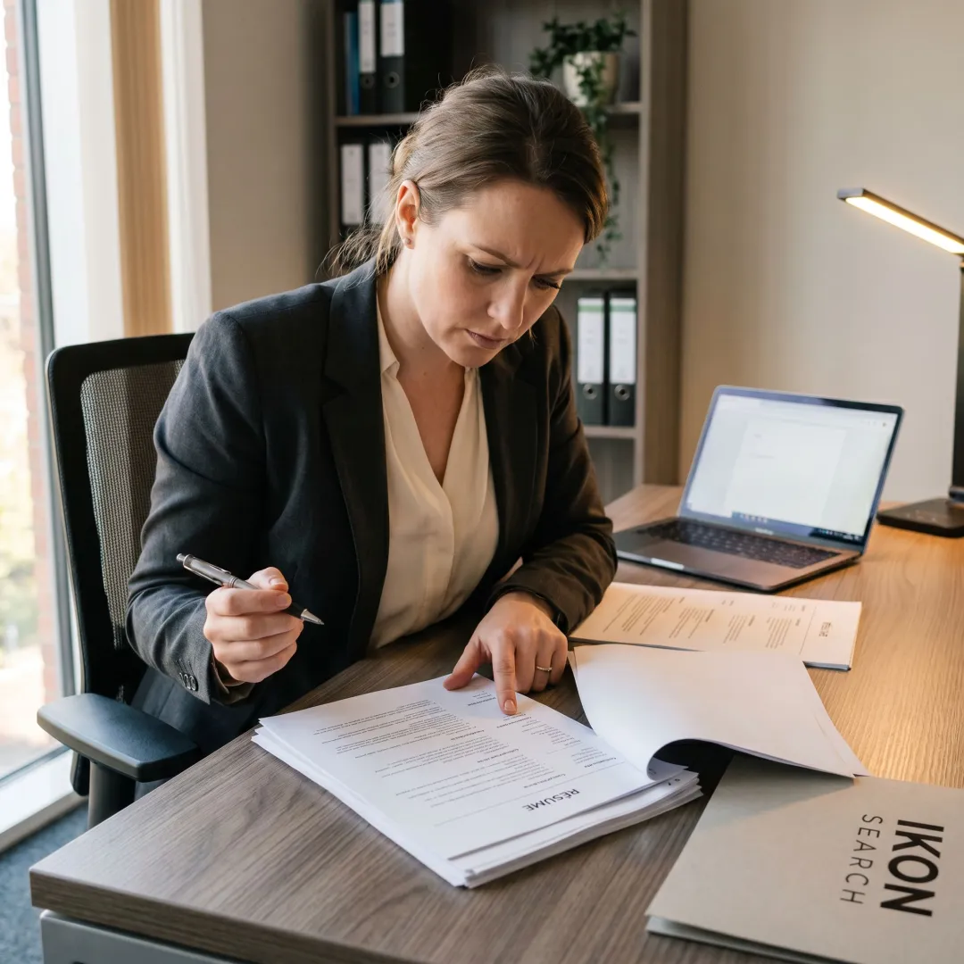 Recruiter reviewing administrative candidate profiles
