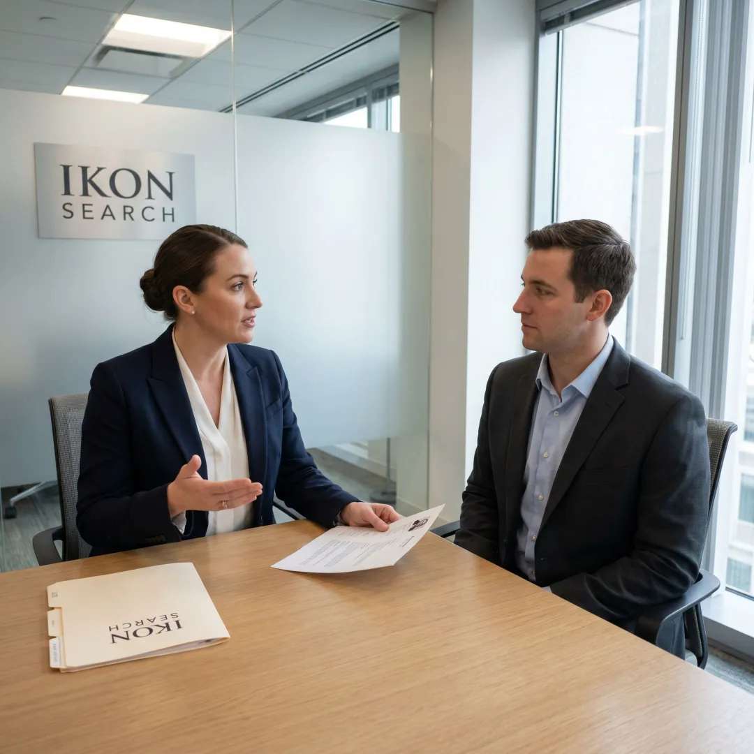 Legal recruiter interviewing professional candidate