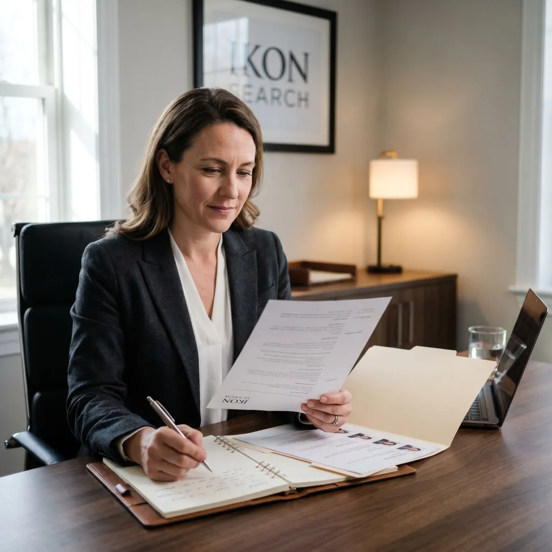 Recruiter reviewing legal candidate profiles