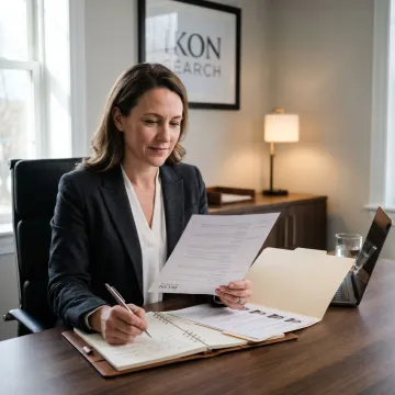 Recruiter reviewing legal candidate profiles