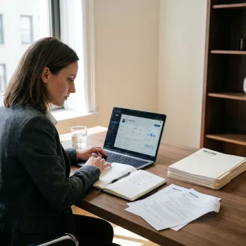 Recruiter reviewing marketing candidate profiles