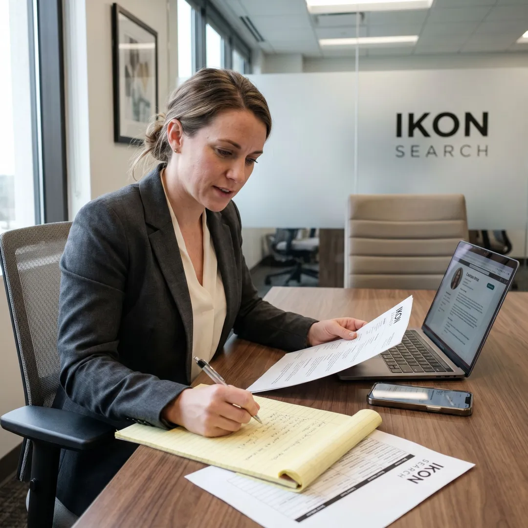 Recruiter reviewing executive assistant candidate profiles