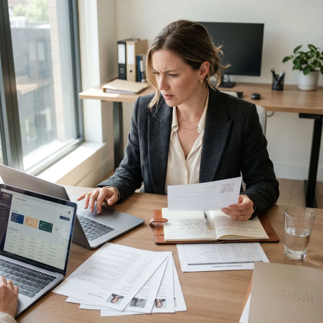 Recruiter reviewing HR candidate profiles
