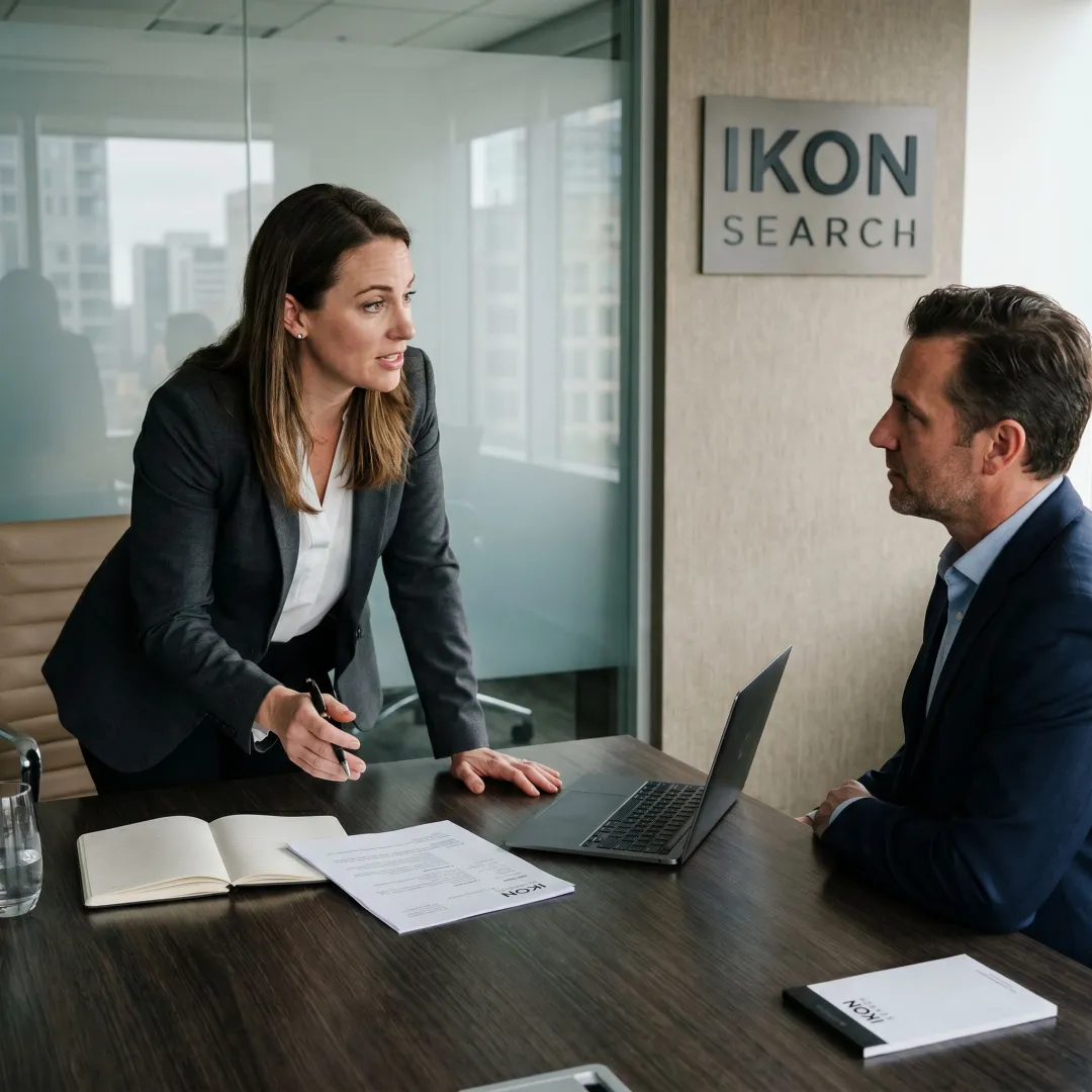 HR recruiter interviewing candidate in office