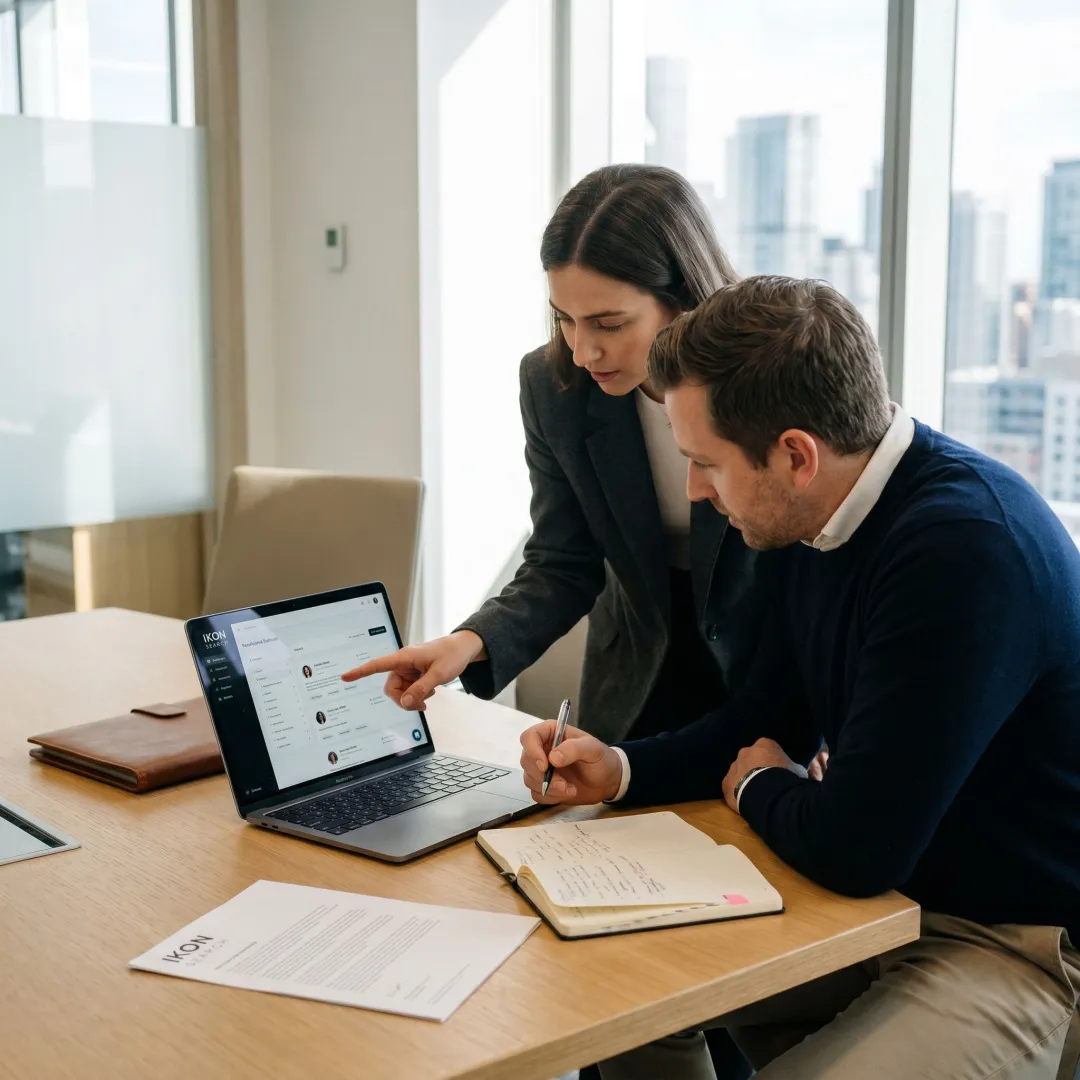 Recruiter reviewing HR candidates with hiring manager