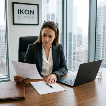 Legal recruiter reviewing attorney candidates