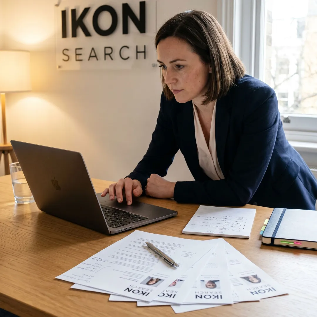 Administrative staffing recruiter reviewing candidate profiles