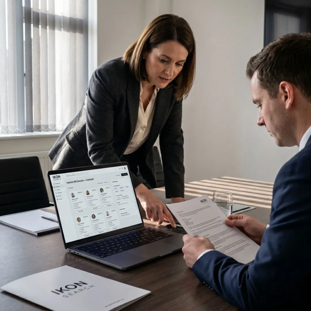 Recruiter reviewing interim HR candidates