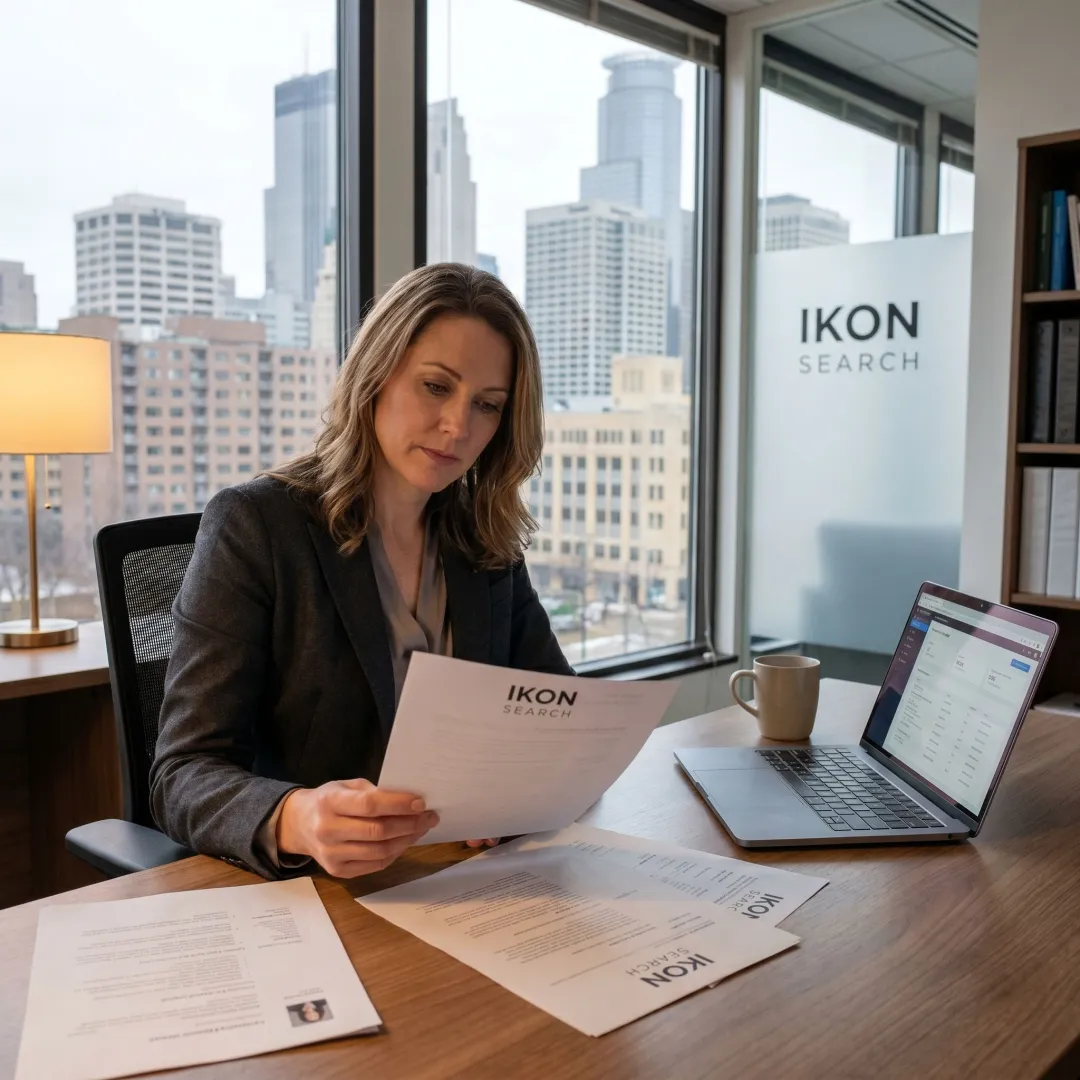 HR staffing recruiter reviewing candidates in Minneapolis