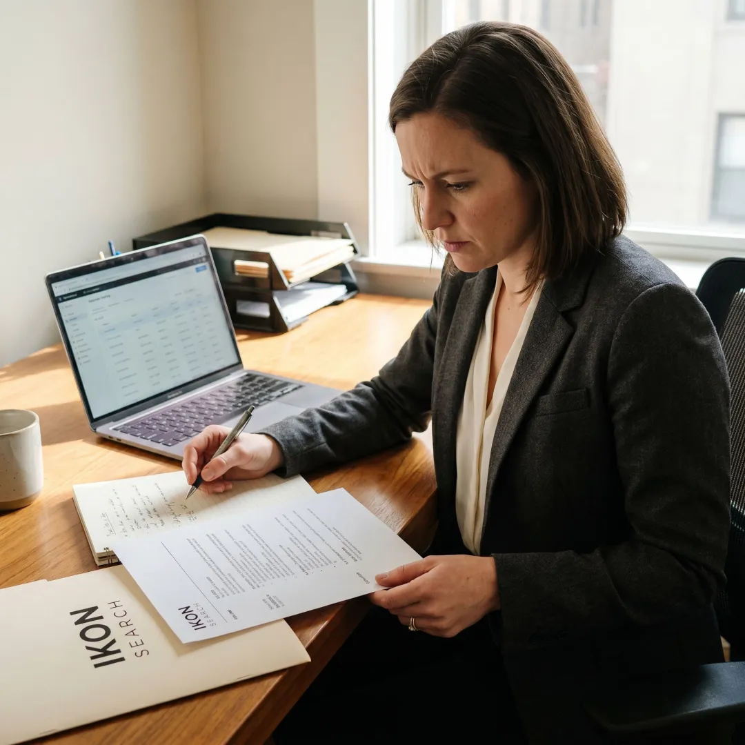 Recruiter reviewing administrative candidate profiles