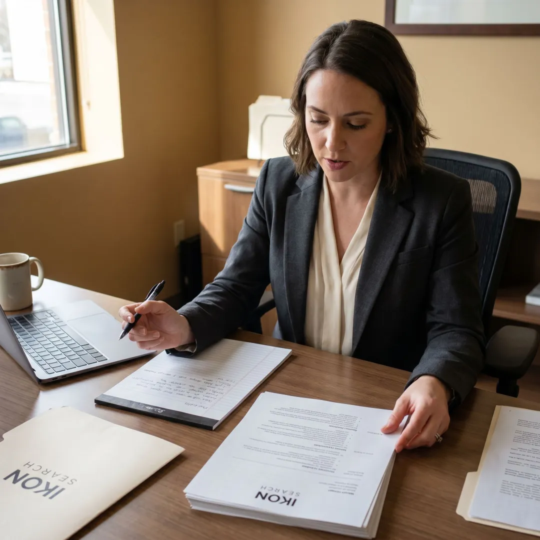 Recruiter reviewing legal candidate profiles