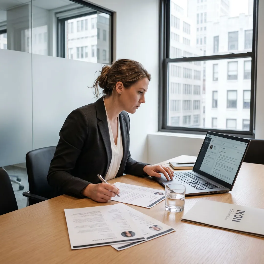 Recruiter reviewing operations candidate profiles