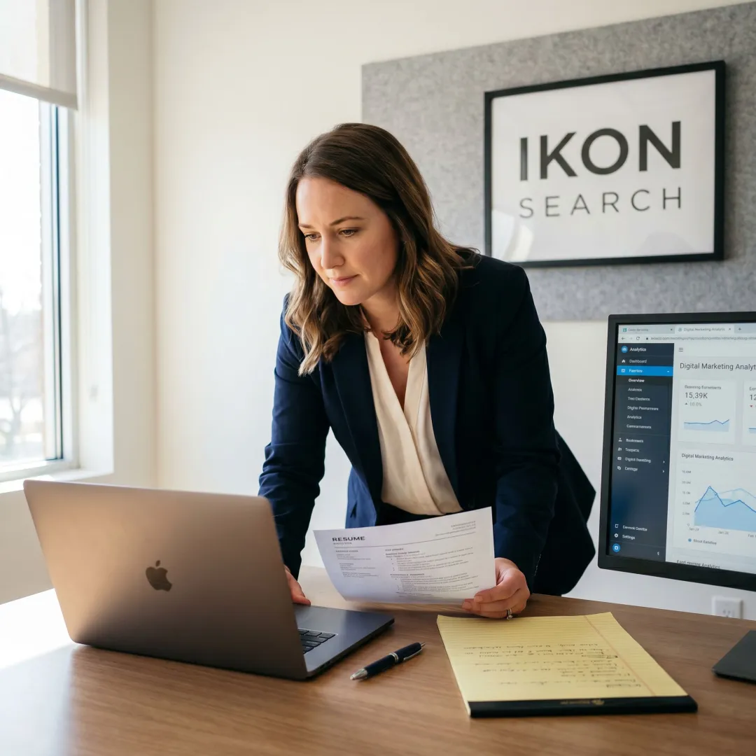 Recruiter reviewing social media staffing candidates